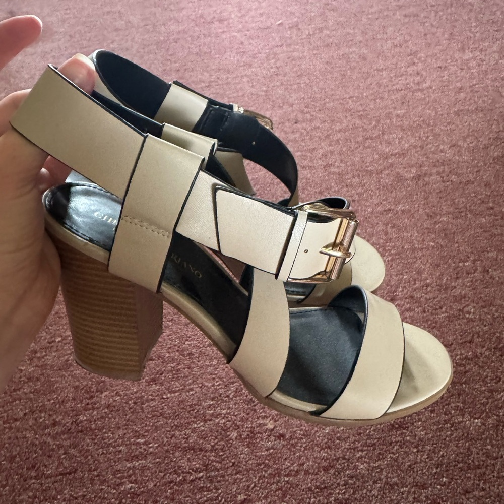 Elegant Cream Block Heels